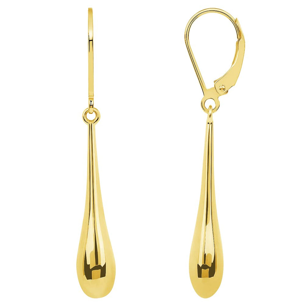 14K Yellow Gold Polished Diamond-cut Shepherd Hook Dangle Earrings - 12XC6A